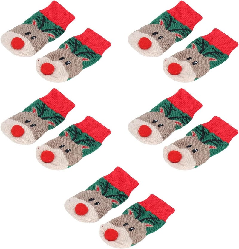 woobles Christmas Socks for Dogs, Warm Dog Paws, Deer Print, Stain Resistant and Comfortable. - Image 1